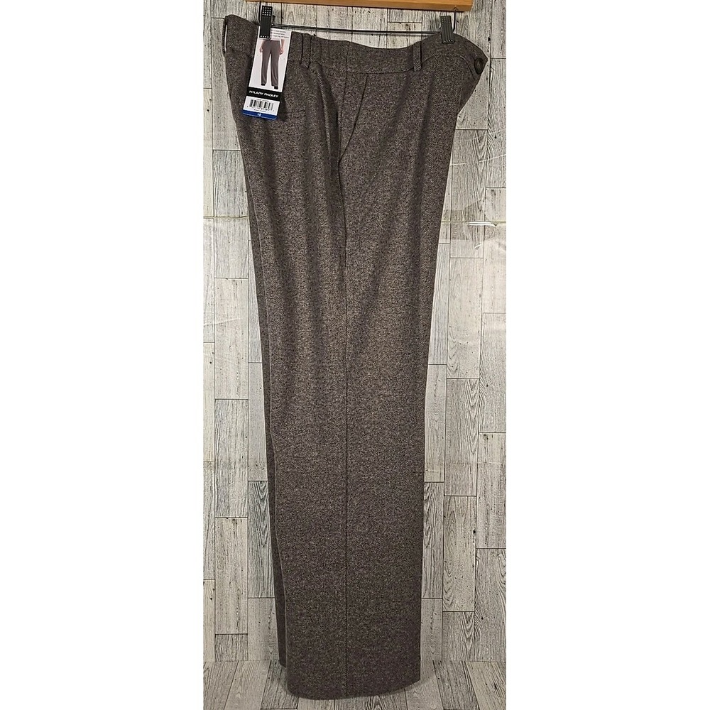 Hilary Radley Dress Pants Size 10 Brown Stretch Brushed Fabric Straight Leg NEW